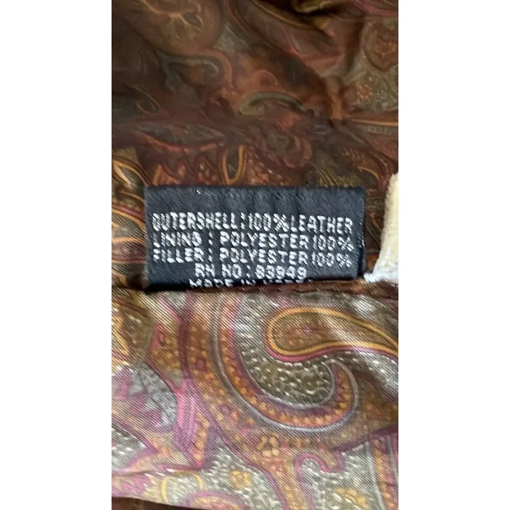 Vintage HI-TOP Black Leather Toggle Jacket Paisley Lined Men’s Medium